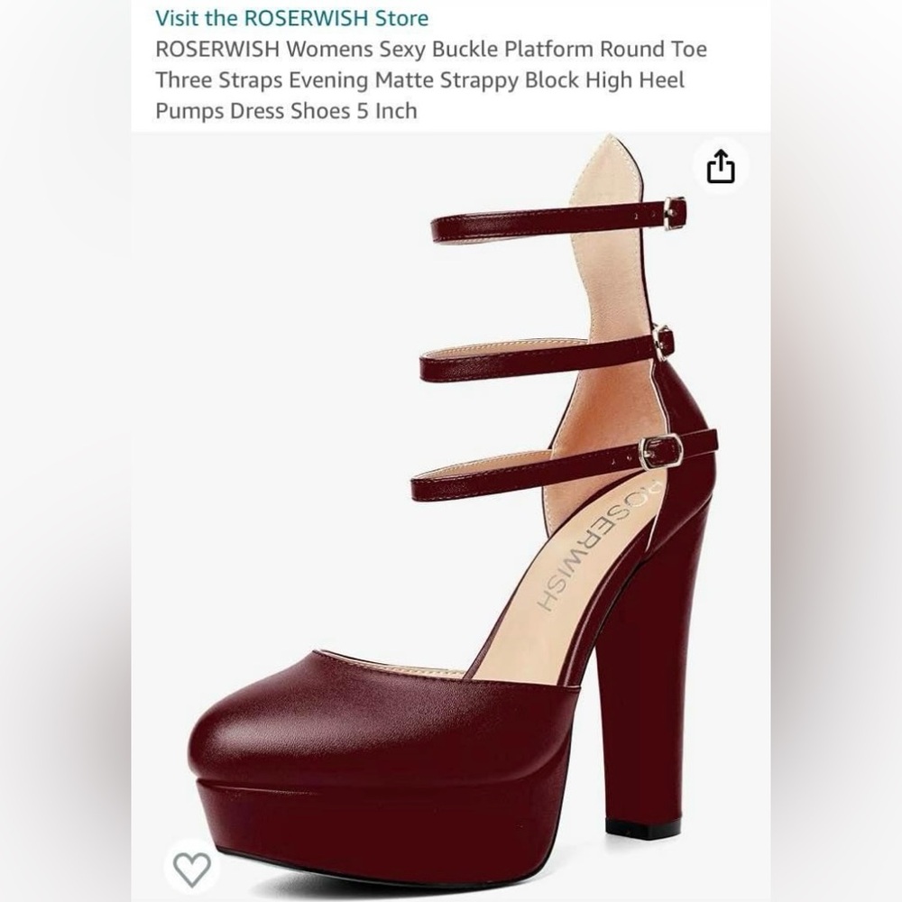 NEW never worn burgundy 5 inch platform heels in size 9 1/2 by Roserwish.